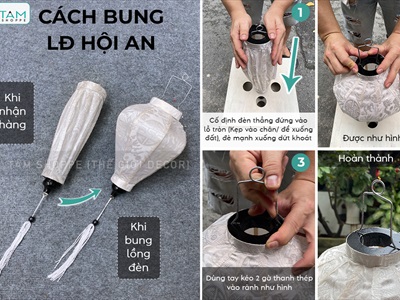 Lồng đèn vải Hội An Trắng lớn nhiều cỡ [Cao cấp - Vải gấm lụa] D20-40cm LDEN-VAI-09